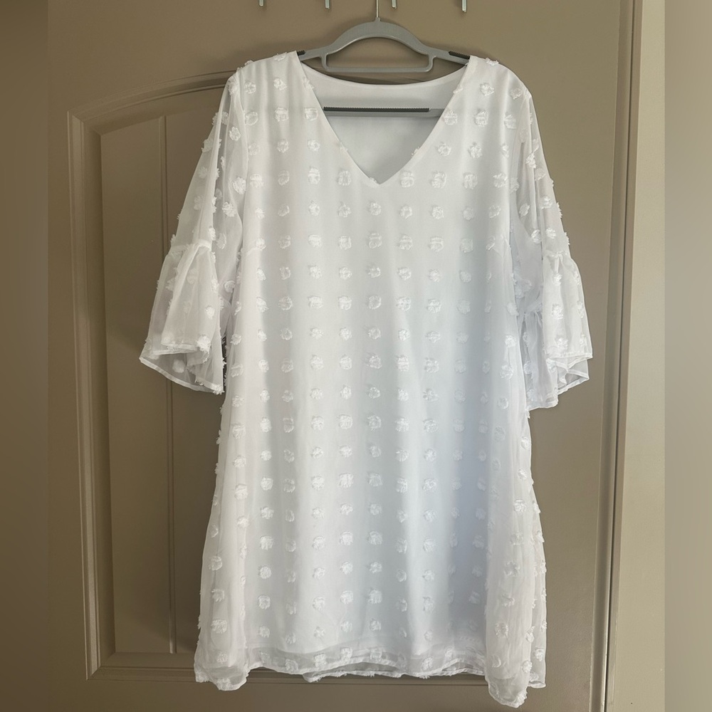 White V-Neck Dress